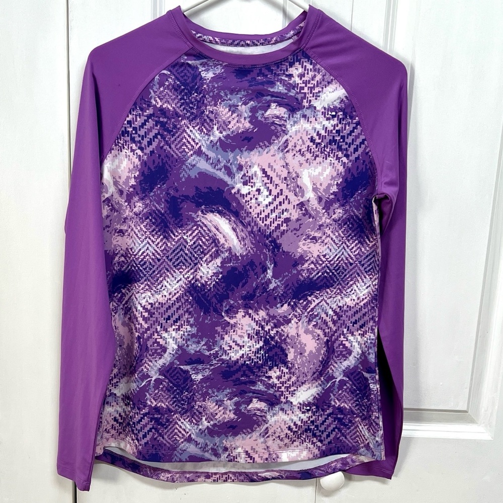 Women's Vibrant Purple and Lavender Long Sleeve Microfiber Top Size S
